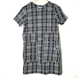 Zara black and white plaid knit casual sweater dress size medium M? b138